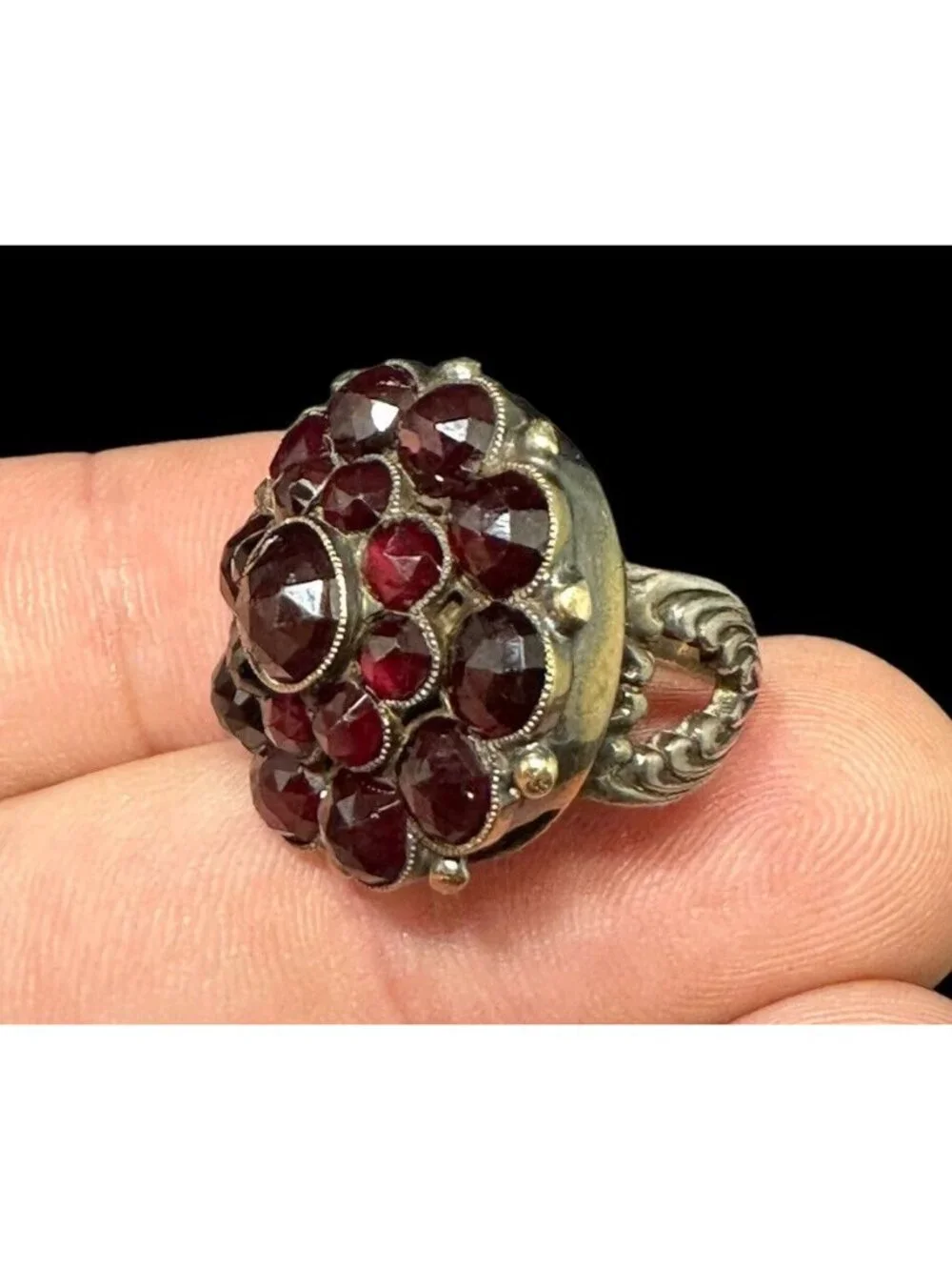 Victorian Garnet Ring antique bohemian